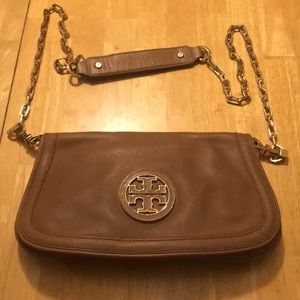 Tory Burch crossbody camel with gold hardware.